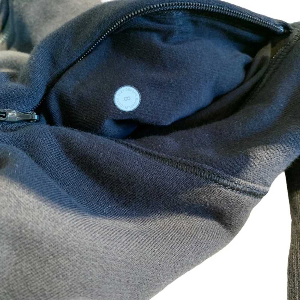Lululemon Hugged Waist Zip Hoodie Black Cropped Jacket Size 8 - Picture 12 of 16